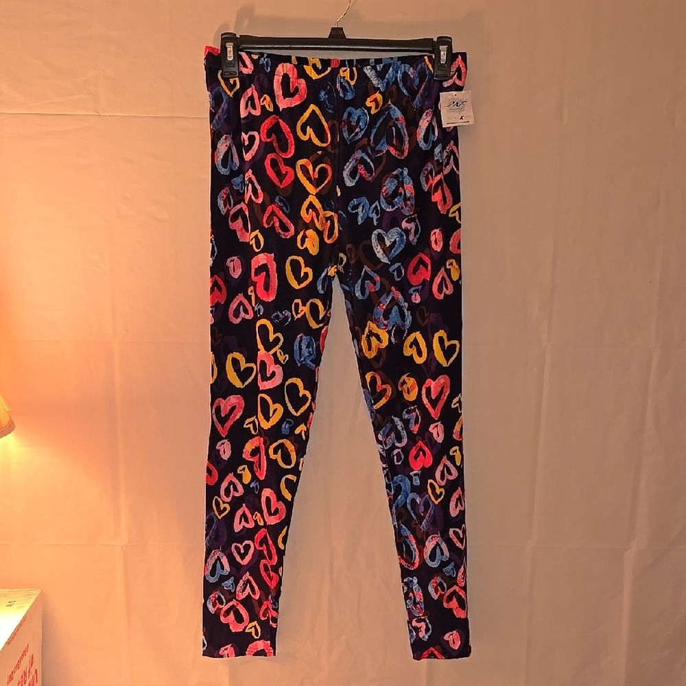 Endless Xpressions Buttery Soft Colorful Heart Leggings X-plus